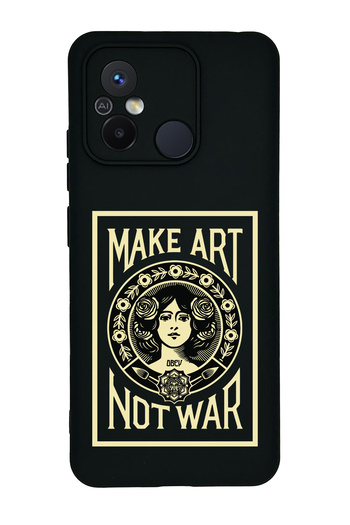 Merwish Xiaomi Redmi 12C Compatible Make Art Patterned Velvet Inside Launch Silicone Case Cover Black
