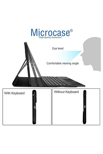 Microcase Lenovo Tab P12 12.7 inch Uyumlu Bluetooth Touchpad Klavye+Bluetooth Mouse+Standlı Kılıf-BKK7
