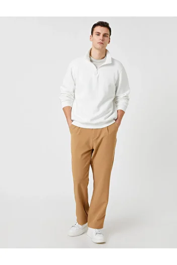 Koton Loose Trousers Pleated Buttons Pocket Detailed