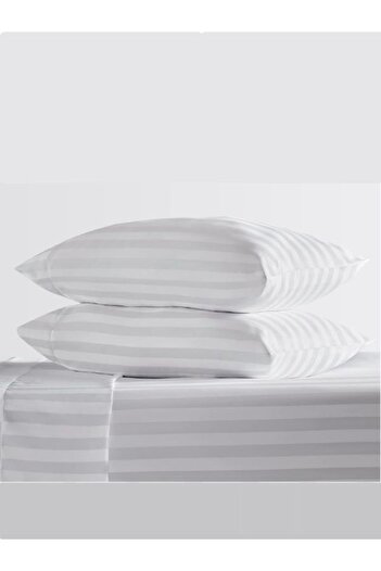 VESSİNOHOME 4 τμχ Μαξιλαροθήκη Cotton Satin Hotel Pillow Case Line 93 Wire White Satin Lux Hotel 50x70