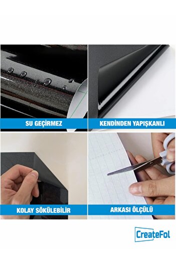 CreateFol Parlak Siyah Kendinden Yapışkanlı BULAŞIK MAKİNESİ Kaplama Folyosu 70X100