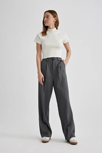 DeFacto High Waist Pocket Wide Leg Gray Pants - Base Model C2020Ax24Sp