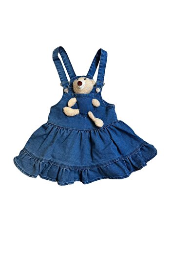 Happy Robin Life Girl's Teddy Bear Skirt Ruffle Denim Dress