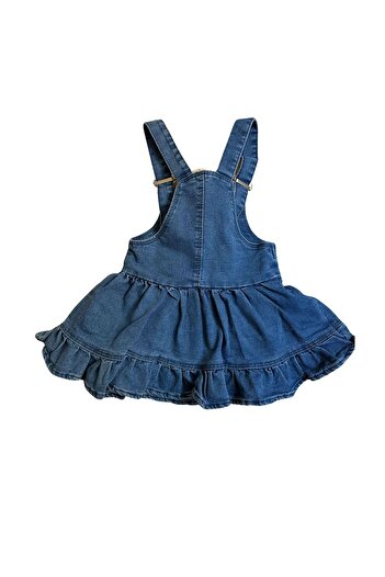 Happy Robin Life Girl's Teddy Bear Skirt Ruffle Denim Dress