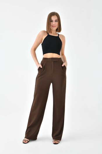 VOLT CLOTHİNG Women's High Waist Velcro Closure Lycra Palazzo Pants