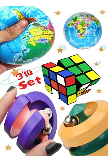 RoseRoi Sihirli Top Bilyeli Zeka Küpü Anti- Stres Shuang Ram Zeka Gelişim El Becerisi Fidget Spinner Oyuncak