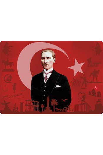 ChicArt Design Studio ATATURK AND TURKISH FLAG Digital UV Foil Adhesive Printing Label Paste Sticker 25x18