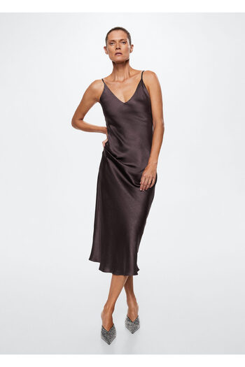 MANGO Woman Csokoládé női ruha 37049077