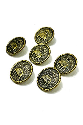 ODDA TASARIM ATÖLYESİ antique yellow elephant pattern metal button