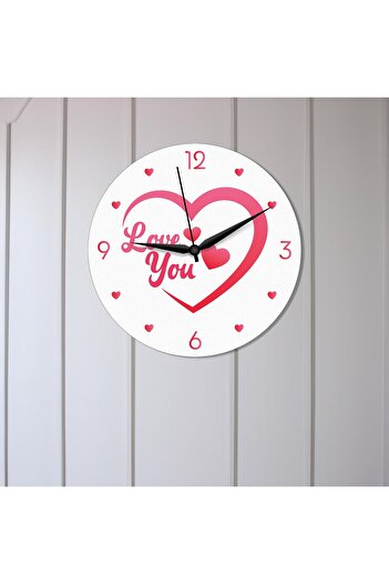 CajuArt Valentine's Day Wooden Wall Clock with Love You Written in Heart
