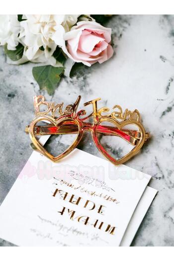 Happyland Rose Gold Heart Model Glasses - Bride to Be