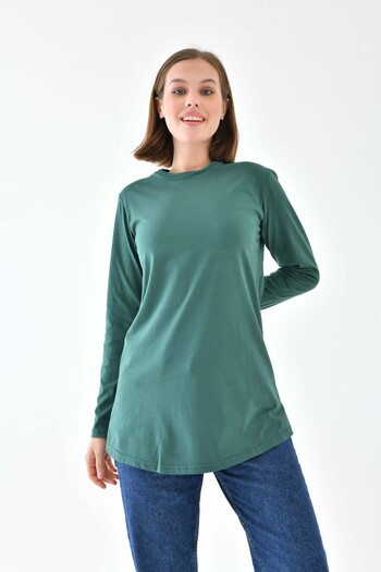 mirach Αριστοκρατικό βασικό γυναικείο τουνίκ - Emerald Hijab Tunic Crew Neck Tunic Fit Relax Crew Neck μακριά μπλούζα
