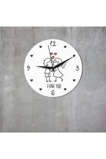 CajuArt Love You Written Cute Drawing Valentine's Day Gift Wall Clock