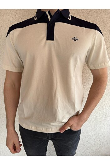 Mesh 100% Cotton Men's Polo Collar T-shirt, Colorful Striped Short Sleeve Split Model, Mountain Logo Design