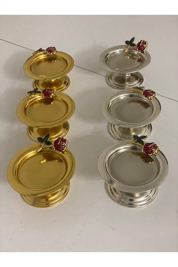 Elzem GOLD AND SILVER 6-PIECE MAKARON BACKER WITH ROSE ACCESSORIES