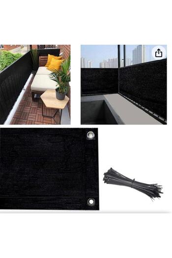 pamukkale branda Balcony Iron Curtain Railing Curtain BLACK Mesh 80 X100