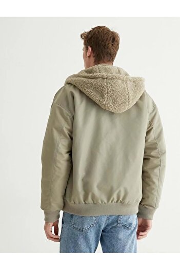 Koton Plüsch abnehmbare Kapuze in der Jacke 4wam20054hw Kamelfeder