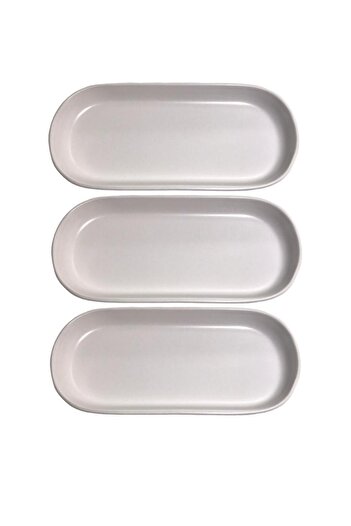 Keramika Noyan 26 cm Matte White Boat Plate 3 Pieces