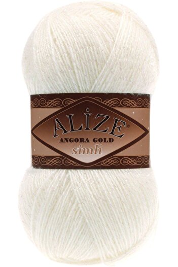 Alize ( 5 قطع ) أنجورا جولد جليتر كريم خفيف 62 خيط محبوك يدويًا سترة سترة خيط وشاح سترة