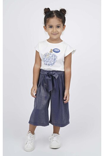 best kids Girl's Indigo Shiny Textured Loose Trousers