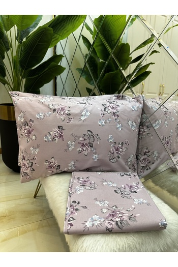 micoton Patterned Double 100% Cotton Non-Elastic Sheet and Pillowcase Set