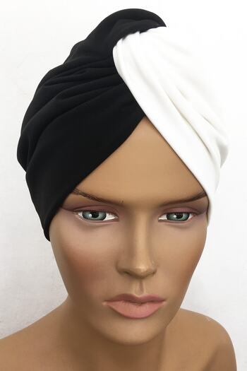 Vera Bonnet Ready Turban Rose Knot Bonnet Women's Hijab Bonnet Black and White Snap-on Bonnet Hijab Outer Bonnet