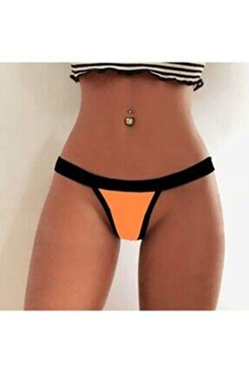 lovebox FlexiBle Striped Fancy Orange Thong Large Size Panties - 582