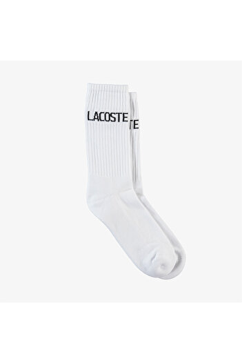 Lacoste Λευκές μακριές κάλτσες με στάμπα unisex