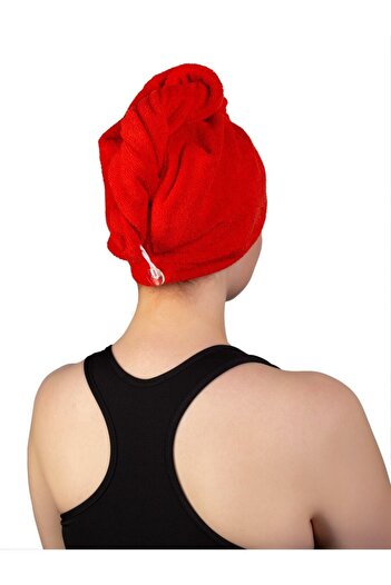 CottonTherapy Towel Hair Cap Hair Drying Towel Buttoned Hair Drying Cap Bath Cap 100% Cotton