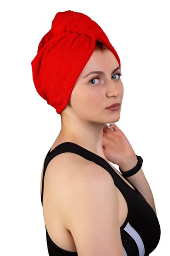 CottonTherapy Towel Hair Cap Hair Drying Towel Buttoned Hair Drying Cap Bath Cap 100% Cotton