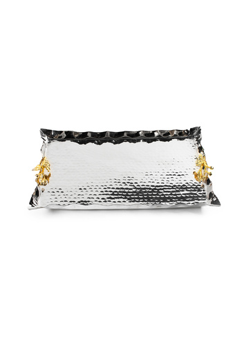 ANTEPSEPETİ Silver Plated Forged Copper Tray 32cm