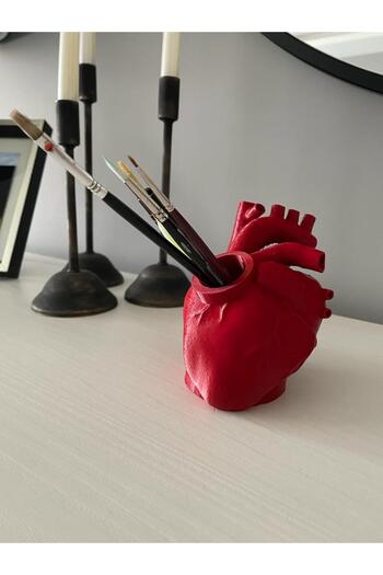 Root Made Heart Shaped Pen Holder Brush Holder Organizer Anatomical Heart Decorative Pen Holder Lover Gift