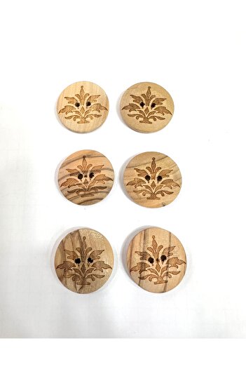 ODDA TASARIM ATÖLYESİ Laser top floral embroidered natural wood button set 2.5cm