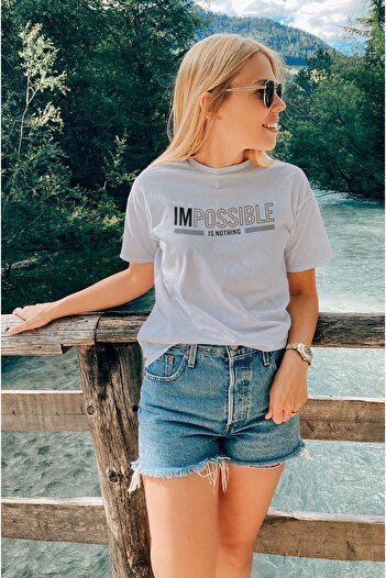 ADA BEBEK ÇOCUK Imposible Gold Printed 100% Cotton Women's Crew Neck Oversize T-Shirt