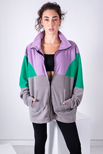 Vatkalimon Πλήρες φερμουάρ Λιλά Πράσινο Γκρι Fleece