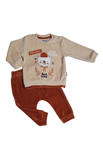 Miniworld Bear Scout Baby Boy Velvet Set of 2