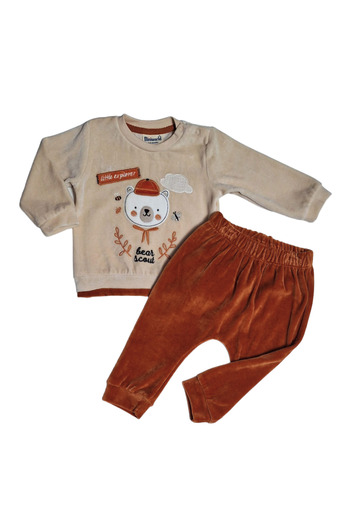 Miniworld Bear Scout Baby Boy Velvet Set of 2