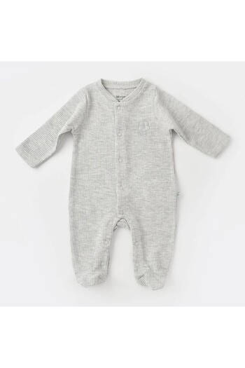 Biorganic Organic Baby Jumpsuit - Gray Melange| 100% Organic Cotton Waffle Fabric And Gots Certified