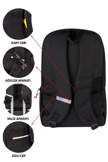 D'VERS Rucsac negru compatibil de 15,6-16,1-16,9 inchi cu detaliu de fermoar rezistent la apă