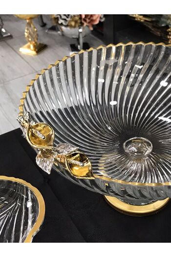 Santara AVANGARDE GOLD METAL GALA ÇİÇEKLİ 6 TANE SUNUMLUK VE 5'Lİ SERVİS SETİNDEN OLUŞAN MUHTEŞEM SUNUM SETİ