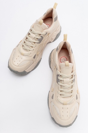 LuviShoes LECCE Ekru-Gri Kadın Spor Ayakkabı