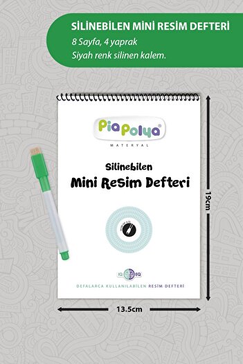 piapolya Erasable Mini Art Book and Black Pen |   Ballpoint Notebook |   1Pc Wiping Black Pen
