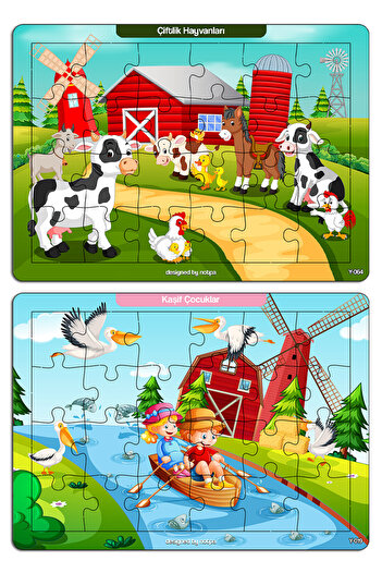 kutuTR Notpa Çocuklar Için Eğitici Ve Öğretici Ahşap 24 Parça Renkli Puzzle 4lü Set 5