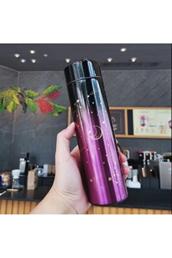 hediyeconcepti 500ml Yıldızlı Termal Şişe Ekran Sıcaklık Kupa Paslanmaz Çelik Gıda Termos