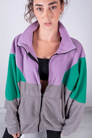 Vatkalimon Πλήρες φερμουάρ Λιλά Πράσινο Γκρι Fleece