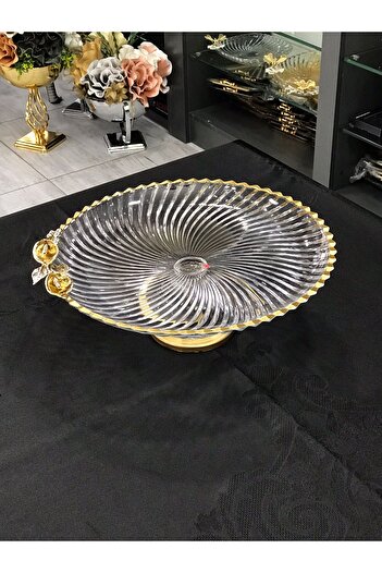 Santara AVANGARDE GOLD METAL GALA FLOWERY GOLD STARED GORGEOUS CAKE PLATE & PRESENTATION SET