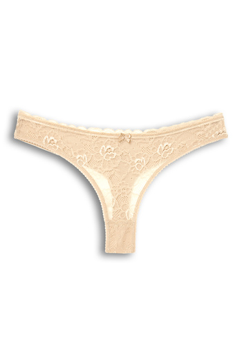 HNX 2-Piece Front Lace Back Double Layer Cotton Thong Women's Panties