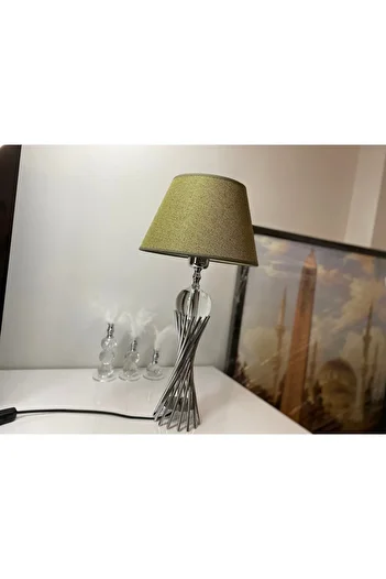 asellus Misbah Twist Lampshade Table Lamp with Crystal Glass Chrome Plated (Silver Color), Lampshade