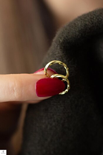 BY BARUN SİLVER Minimal Halka Küpe Yuvarlak Burgu 925 Sarı Gold Çivili Gümüş Küpe