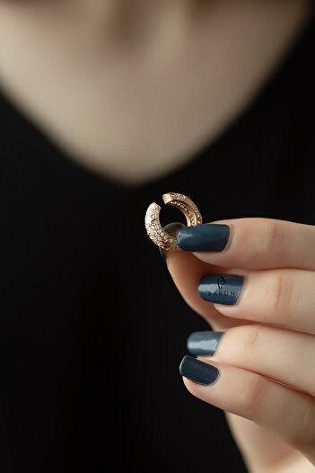 BY BARUN SİLVER Yıldız Kıkırdak Earcuff Halka 925 Ayar Zirkon Taşlı Rose Pembe Sıkıştırmalı Gümüş Kıkırdak Küpe